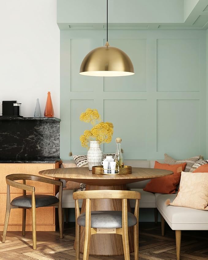 Gold Pendant Light 15.7" Large Pendant Lights Kitchen Island, Farmhouse Dome Pendant Lamp for Hallway Dining Room Bedroom Bar Cafe
