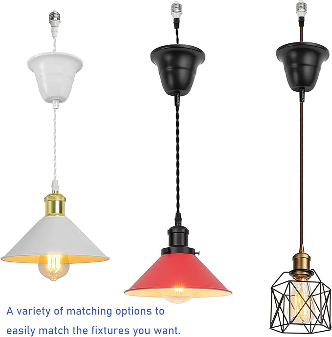 1 Pcs Ceiling Lights Conversion Pendant E26 Base Connections Adjusted Cord Customized Wire Length/Base/Shade Industrial Style Conversion Kit for E26 Spot Lamp