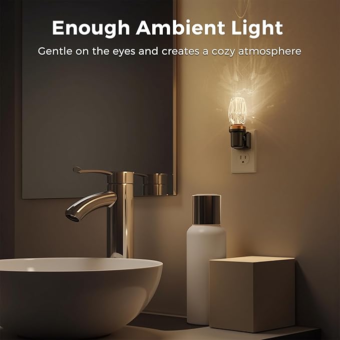 L LOHAS LED Night Light, Dimmable Night Lights Plug into Wall, Automatic Nightlights Plug in, Light Sensor, 3000K 100LM Adjustable Brightness, LED Nightlight Crystal for Bathroom Bedroom Hallway,1Pack