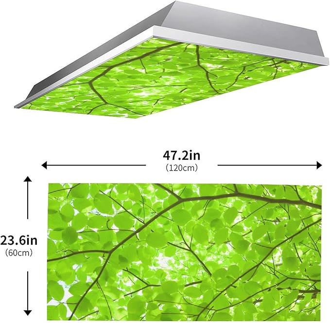 2 Pack Fluorescent Light Cover for Ceiling, Green Branches and Leaves Magnetic Cover, Classroom Supplies for School, Home Office