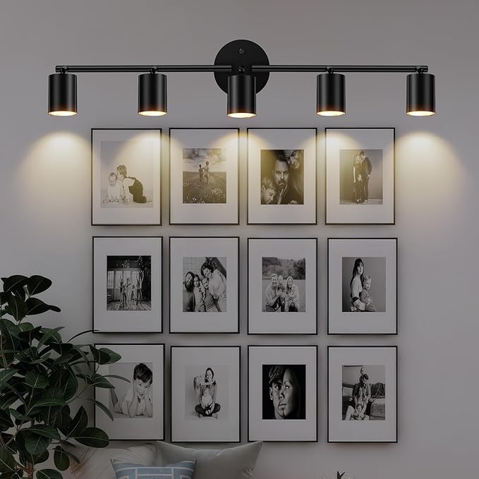 Track Lighting, Track Lighting Fixtures Ceiling Kit, Black Ceiling Lights for Kitchen, 30" Ceiling Spotlight, 5 Light Ceiling Spotlight with Rotatable Heads, Modern Wall Lighting(GU10 Socket, NO Bulb)