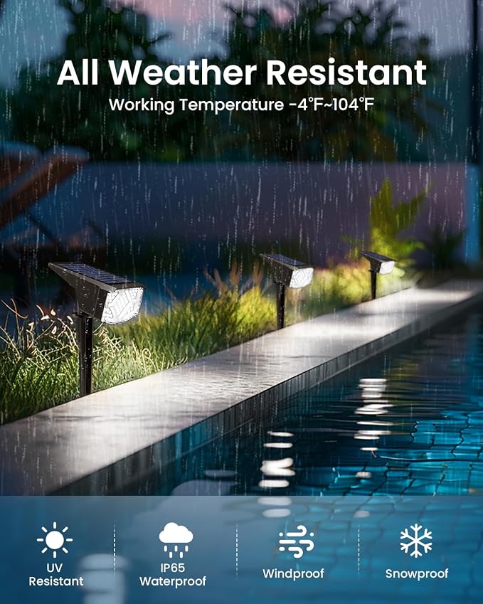 SOLPEX Solar Spot Lights Outdoor Waterproof IP65, Landscape Spotlights Outdoor, Compact Design Spot Lights, Solar Powered Flood Lights for Garden Yard House Pathway Tree Outside, 12 Pack, Cool White