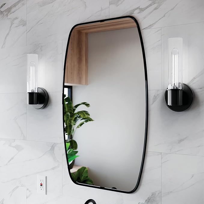 Kichler Aviv 1-Light Wall Sconce, Modern Light with Clear Glass in Black, for Bedroom, Laundry Room, Kitchen or Hallway (13" x 5.5"), 52653BK
