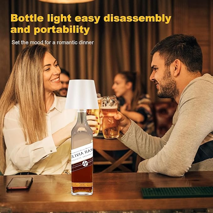 2026 New Wireless Bottle Lamp,LED Bottle Lights for Liquor & Wine Bottles,Bottle Light with Dimmable(White,2pcs)