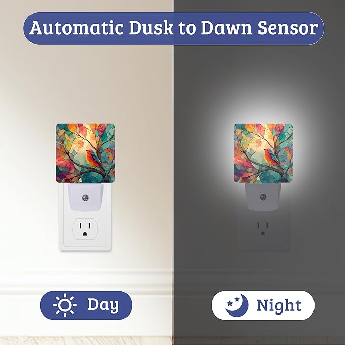 Tree of Life Bird Night Light, Plug-into Wall Nightlight Lamp with Dusk to Dawn Sensor, Led Lamp 0.5W Energy Efficient for Boys Girls Women Men Gifts, Home Decorative