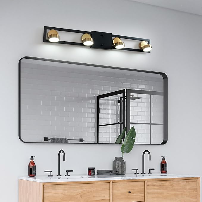 Garwarm Modern Ceiling Light Track Lighting Fixtures, 35.4 Inch Dimmable LED Kitchen Ceiling Light with Remote 4-Light Black LED Chandelier for Dining Room Bedroom
