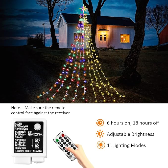 Christmas Decoration Dipper Star String Lights,320 LED Color Changing Christmas Tree Lights 8 Modes & Waterproof for Xmas Party Wedding Patio New Year Holiday