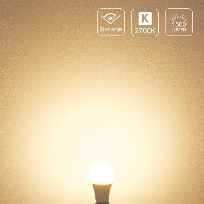 LE 100W Equivalent LED Light Bulbs, 14W 1500 Lumens 2700K Warm White Non-Dimmable, A19 E26 Standard Base, 10000 Hour Lifetime, Pack of 6