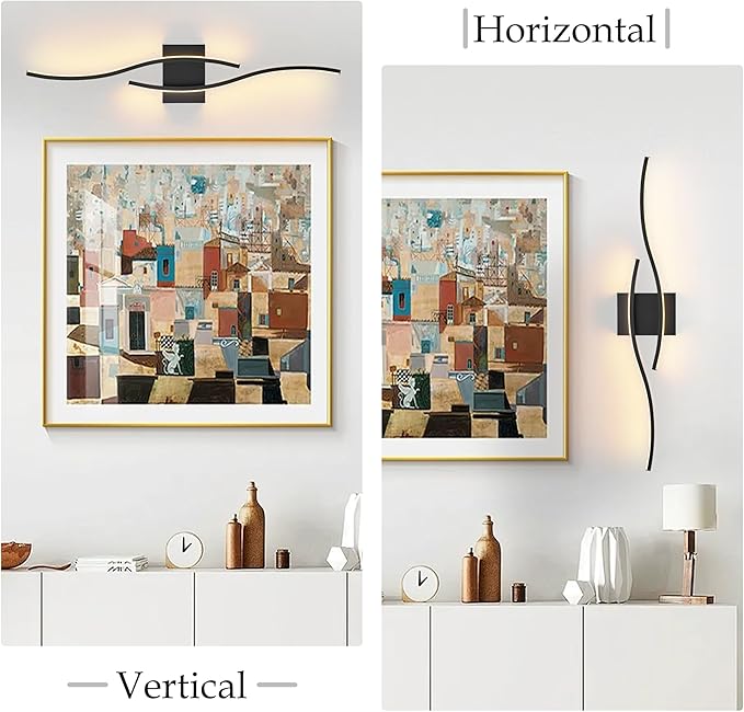 KARTOOSH 2 Pack Bathroom Vanity Lights Fixtures Over Mirror Hardwired Black Light Fixture Wall Lights 3CCT Dimmable LED Bathroom Light Fixtures 31.5 Inch Modern Wall Sconce Picture Lights for Wall
