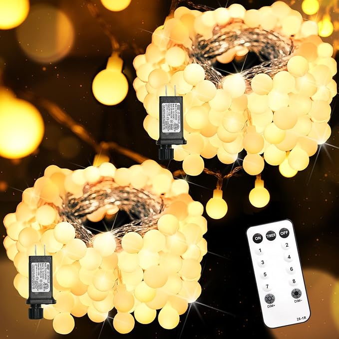 suddus Globe String Lights, 132ft 400 LED, Warm White | LED Fairy Lights, Remote Control, Connectable, Indoor Use, For Classroom Bedroom Party