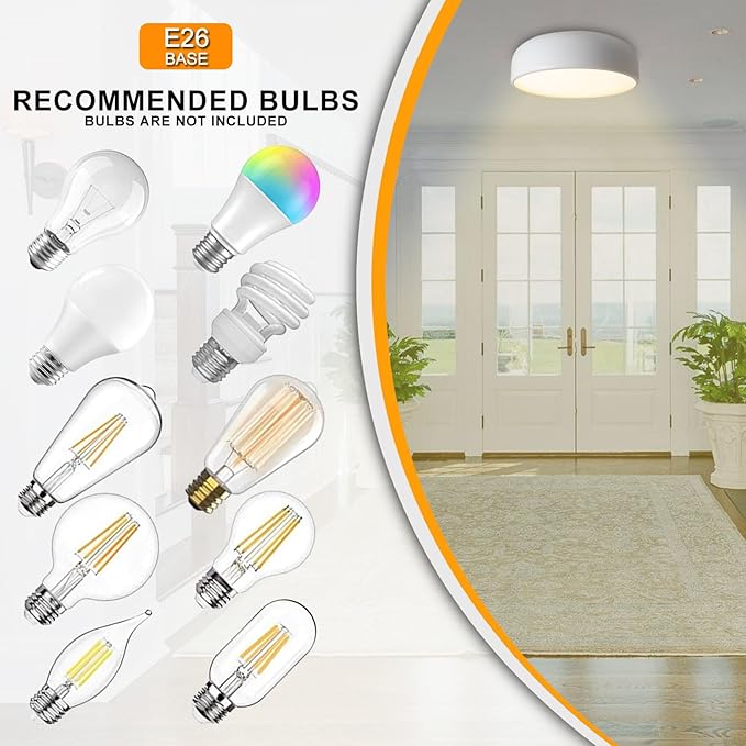 Modern White Flush Mount Ceiling Light Fixture, Minimalist 13.7 inch Metal Ceiling Lamp, Finish Close to Ceiling with Acrylic Lampshade Lighting Fixtures for Living Room Bedroom Hallway