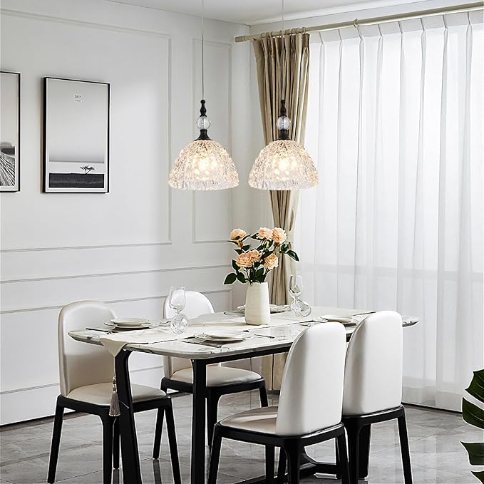 Modern Black and Glass Pendant Light 7.68 in Globe Kitchen Island Lighting Fixture with K9 Crystal Vintage Small Dining Room Light Fixture Lamparas De Techo Modernas Colgantes Para Sala Comedor 2 Pack