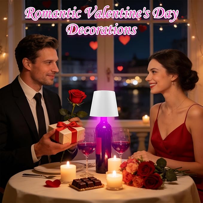 Wireless Bottle Lamp with Remote Control, Rechargeable RGB Wine Bottle with 3Modes Light Dimming, Waterproof Touch Lamp Head for Room, Bar, Restaurant and Party Decorations(RGB White)
