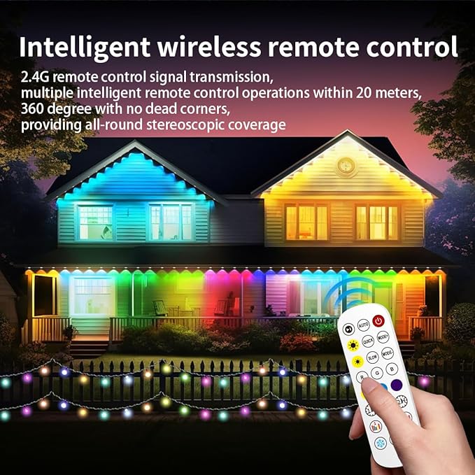 Permanent Outdoor Light,100ft with 72 LED Eaves Lights,Smart RGB Outdoor Lights with 75 Scene Modes,IP67 Waterproof,for Halloween Decorations,Christmas,Party,with App and Remote