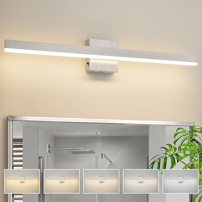 Nickel Bathroom Vanity Light 31.5 inch, 26W Dimmable 5CCT LED Bathroom Light Fixture Over Mirror Restroom-ETL Certificated