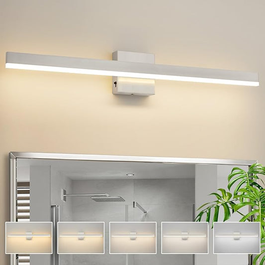 Nickel Bathroom Vanity Light 31.5 inch, 26W Dimmable 5CCT LED Bathroom Light Fixture Over Mirror Restroom-ETL Certificated