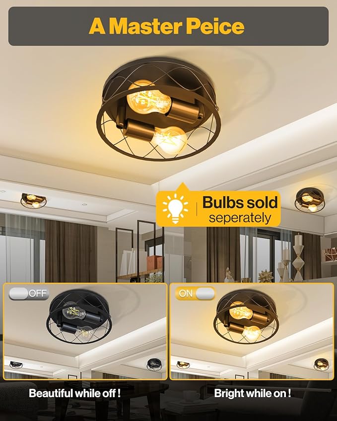 Sunco Entryway Light Fixture, Vintage Hallway Flush Mount Ceiling Light, Modern Farmhouse, 10 Inch Diameter, E26 Bulb Base, Up to 100W, IP22 ETL 2 Pack