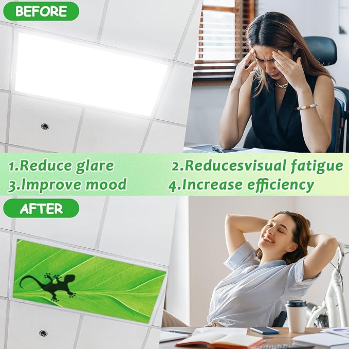 8 Pcs Fluorescent Light Covers with 80 Magnets Decorative for Classroom Ceiling Light 4 x 2 Feet Magnetic Light Covers Filter Easy Install for Office Hospitals & Home Drop Ceiling Supplies Leaves