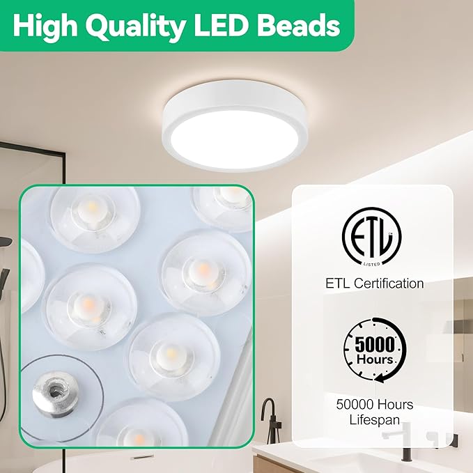 11" Modern LED Ceiling Light, White Flush Mount Ceiling with 5CCT 2700K-5000K, Dimmable LED Light Fixtures Ceiling Mount for Kitchen Bathroom Bedroom Hallway, 2 Packs