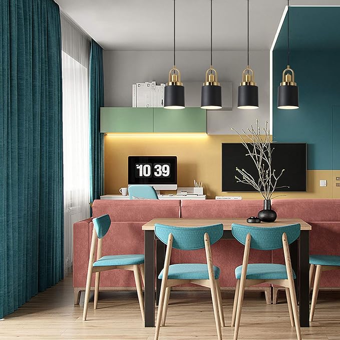 Modern Cylindrical Chandelier Black Hanging Light, Diameter 5.11 "for Kitchen Island, Kitchen Sink, Dining Room, Bedroom, Corridor