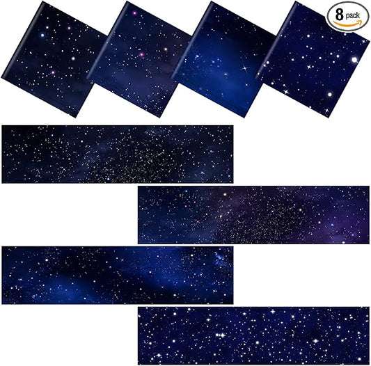 8 Pcs 1 x 4 Feet Fluorescent Lights Covers Magnetic Ceiling Light Cover with 8 Magnets Fluorescent Light Filters for School Classroom Home Drop Lamp Decor (Starry Sky)
