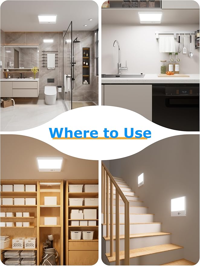 Rechargeable Motion Sensor Light Indoor with Remote,Closet Lights Motion sensored,Magnetic Wireless Ceiling Light ,Motion Sensor Light Indoor,12000mAh Wireless Ceiling Light for Closet ShowerStairs