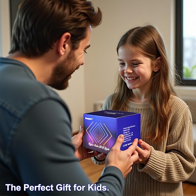Infinity Mirror Hyper Cube Table Lamp, Desk Art Night Light, Color-Changing Music-Sync APP-Controlled Ambient Light for Gaming, Party, Home, Gift (4Inchs Without APP)