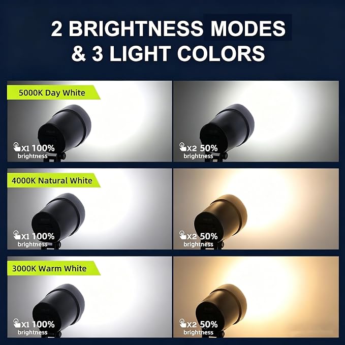 Super Bright 500LM Solar Spot Lights Outdoor with Separate Panel 3Pack | 3000/4000/5000K, 2 Brightness Levels, IP65 Waterproof, Adjustable Angle, 10FT Cable, Stake/Wall Mount, Auto Dusk to Dawn