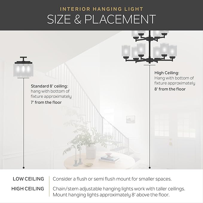 Kichler 15.25" Flush Mount Ceiling Light in Brushed Nickel, 3-Light Fixture with Clear Satin Etched Glass, Brushed Nickel, (15.25" x 6"), 8110NI