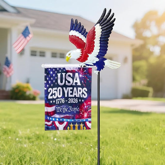 250th Anniversary America 9.4x6.5Inch Garden Flags,Eagle Garden Stakes with USA 1776-2026 Yard Sign Double-Sided Waterproof Flag,4th of July Patriotic Decorations Outdoor Independence Memorial Day