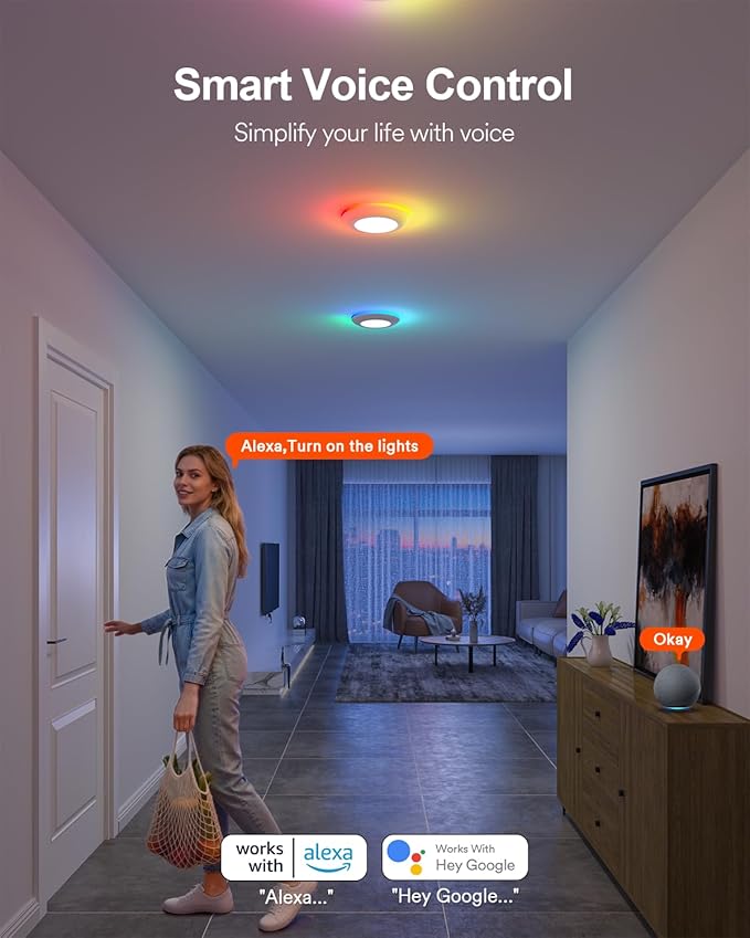 Lumary 5/6 inch Smart RGBAI Led Disk Light Pro, Color Changing WiFi Smart Recessed Lighting with Night Light, Flexible Install Flush Mount Ceiling Light, Work with Alexa/Google Assistant, 1 Pack