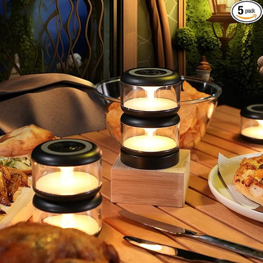 oneleaf Atmosphere Light Portable LED Night Light, Candle lamp, Three Lights with a Charging Base, Touch Switch Cordless Rechargeable Washroom,Stair,Bedroom,Camping(Black)