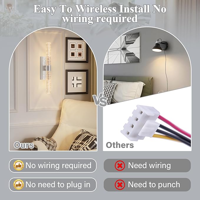 camuucci Battery Operated Wall Sconces Set of 2 Rechargeable Battery Powered Wall Light with 12000mAh Not Hardwired Dimmable Wall Lamp Fixtures for Bedroom Living Room Silver 20.9 Inches