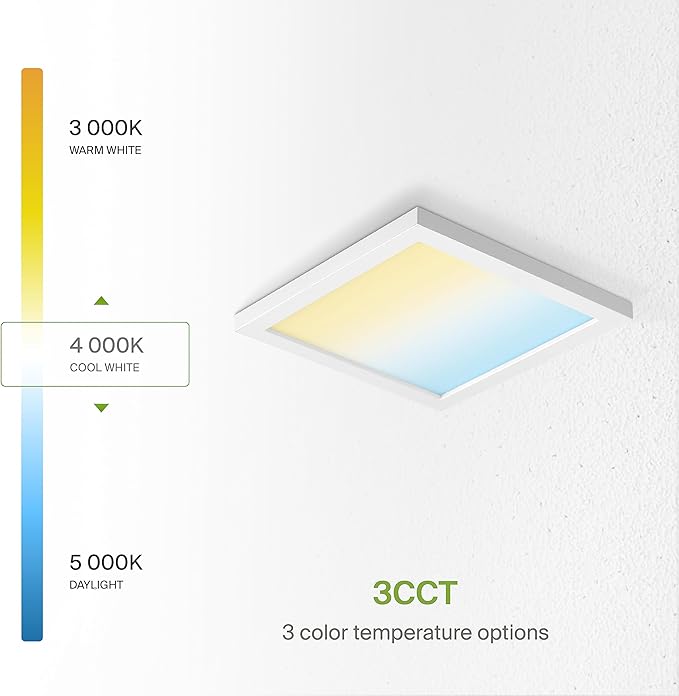 ASD LED 9" Square Flush Mount Light | 18W 1270LM 3000-5000K 120V | 3CCT, Dimmable, Ultra Slim, ETL Listed | Thin Surface Lamp, Bedroom Ceiling Lighting | White, 6 Pack