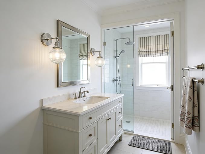 PERMO Sconce with Switch Industrial Gold Wall Sconce Lighting with Ribbed Globe Lampshade (Brushed, 1 Light-Hardwired)