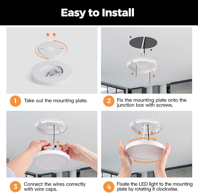 7Inch Flush Mount LED Ceiling Lights 100W Equivalent 4000K Natural White, 15W 1500LM Dimmable Flat Surface Mount Ceiling Light, Small Round Light Fixtures for Closet Basement Hallway Kitchen, 1 Pack