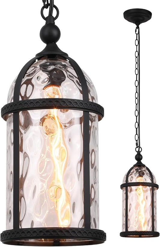 LEONLITE 18 Inch Outdoor Pendant Light, Industrial Style Outdoor Hanging Lights, Vintage Exterior Hanging Lantern, Max 60W E26 Base, Outside Chandelier Ceiling Light Fixture for Porch Entrance Foyer