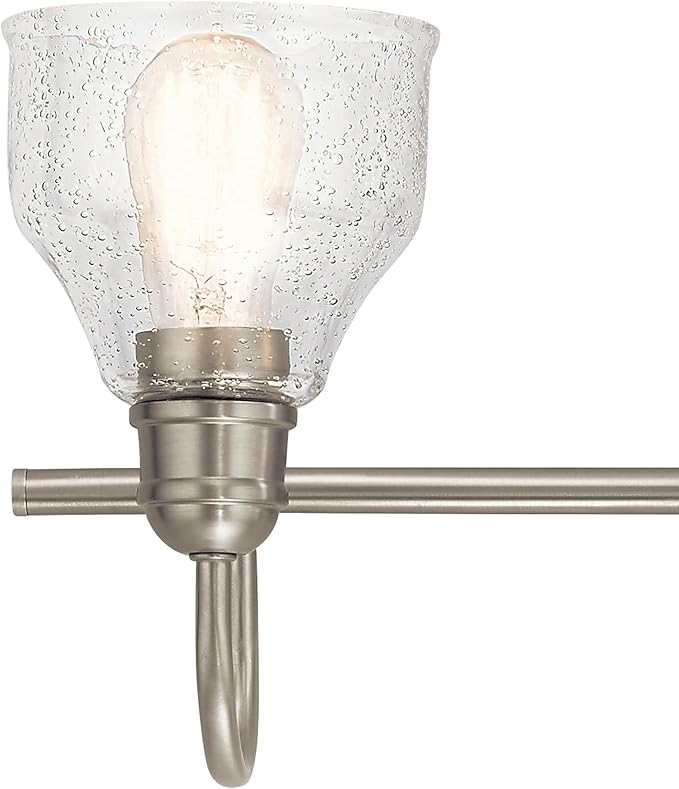 Kichler Avery 24" Vanity Bath Light in Brushed Nickel, Vintage 3-Light Bathroom Wall Mount Fixtured with Clear Seeded Glass, (24" W x 9.25" H), 45973NI