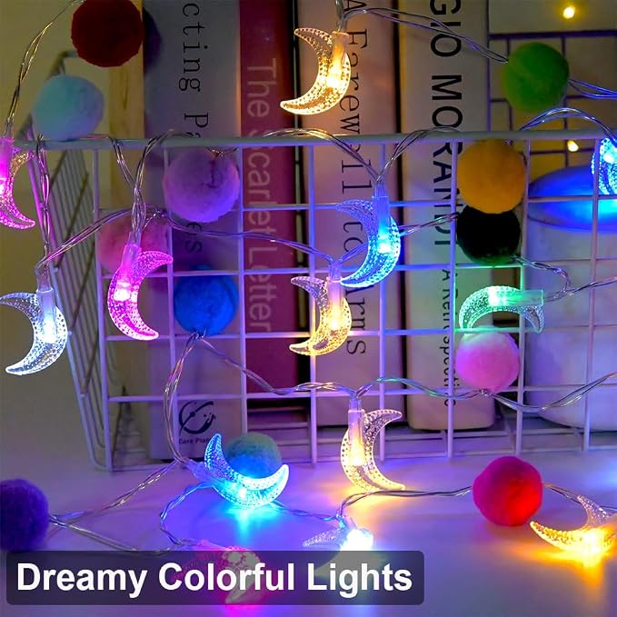 9.85FT String Lights Room Decor with 20 Cute PomPoms 20 Colorful LED Lights Battery Operated with Timer for Girls Bedroom Birthday Party Kids Playhouse Wedding Valentine's Day Christmas Decoration