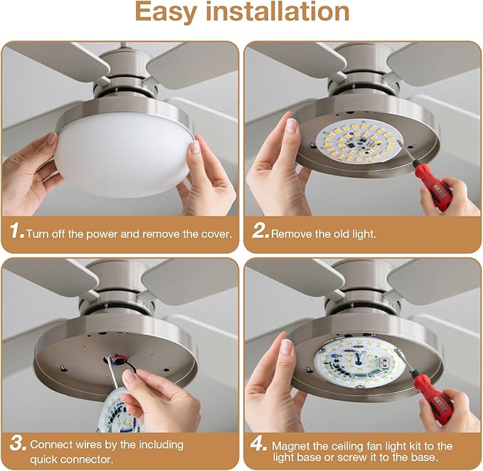 LED Ceiling Fan Light Retrofit Kit, 4 Inch, Ceiling Light Replacement kit Panel PCB Engine, 18W, 3CCT 3000K-4000k-5000K Shift by Toggle Switch 120V, ETL, 2200LM, CRI90, Dimmable