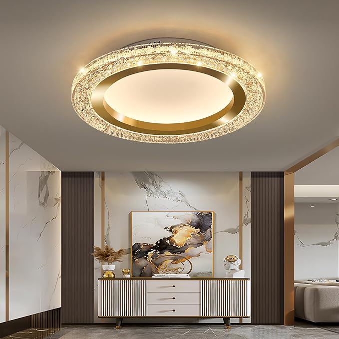 UOFUS 28W Gold LED Flush Mount Ceiling Light 12inch Modern Round Ceiling Light Fixture 3000K-6000K Super Bright Circle Ceiling Lamp for Bedroom Kitchen Bathroom Entryway Hallway Stairwell