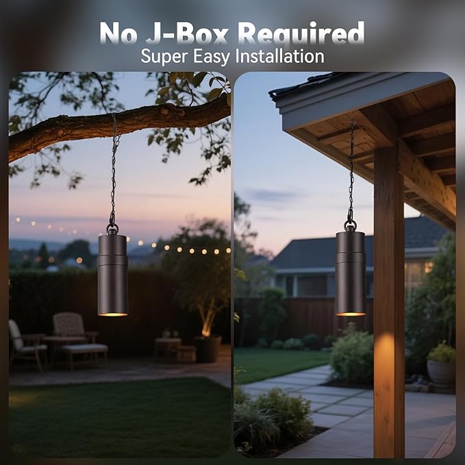 LEONLITE 5CCT Low Voltage Hanging Landscape Lights, 12V Hanging Tree Lights, ETL Listed, LED Outdoor Pendant Light for Gazebo, Pergola, Garden, Aluminum, IP65, Oil Rubbed Bronze, Pack of 4