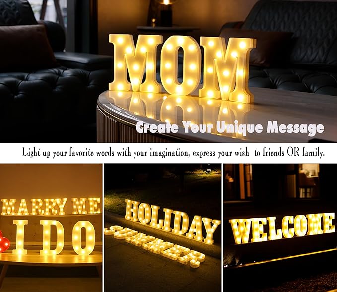 Small Led Marquee Letters, Light Up Letters, 8.58 Inch Led Letter Lights, Battery Powered Lighted Sign for Table, Party, Birthday, Christmas Decor (Letter M)