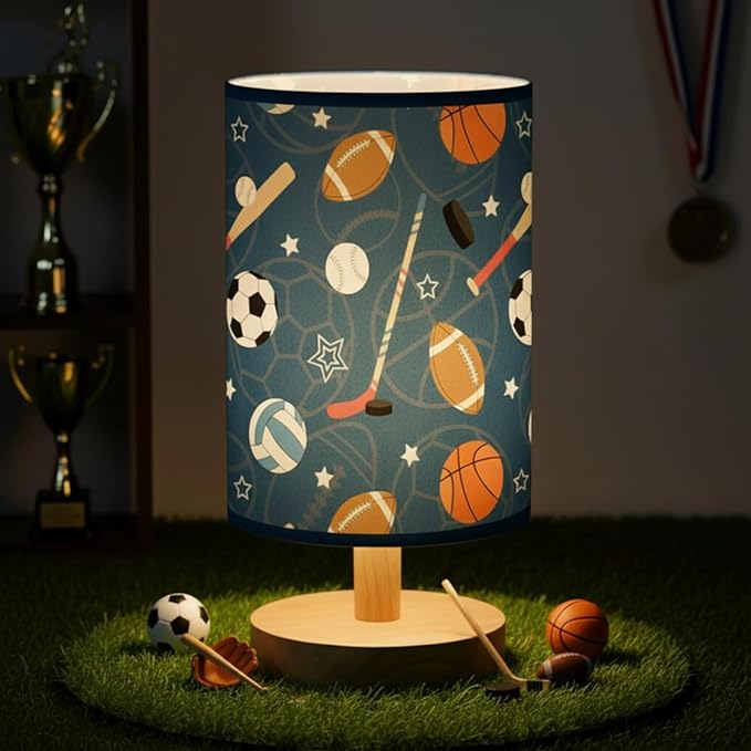 Glooglitter Sports Ball Table Lamp 3 Colors Dimmable Lights 9.72 x 5.12 Inch Sports Theme Basketball Football Soccer Baseball Night Light Bedside Lamps Decoration for Bedroom Desk Men Birthday Gifts