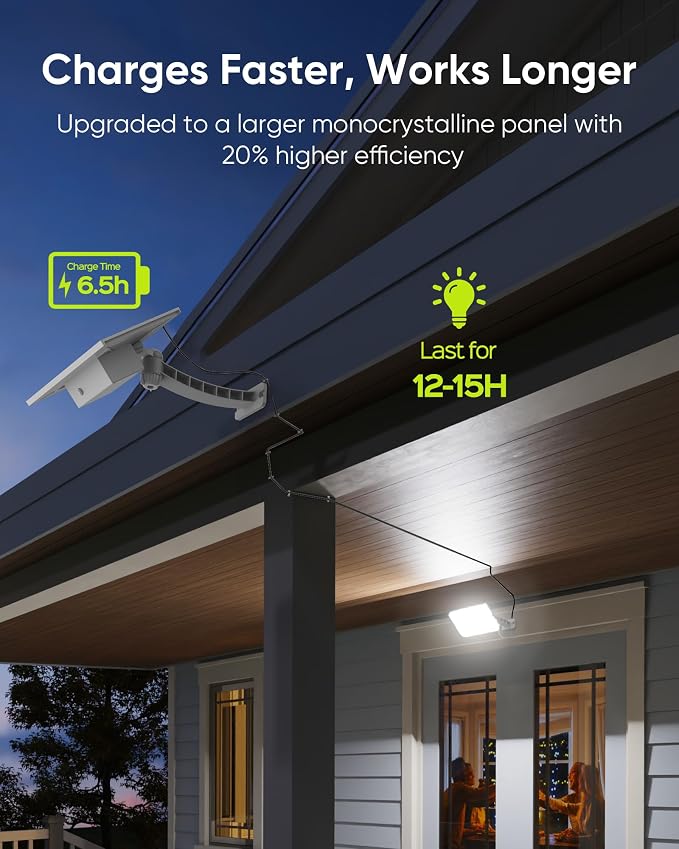 JACKYLED Solar Dusk to Dawn Light Outdoor 1000 Lumens 299 LED Solar Security Lights with Extension Cord, IP65 Waterproof Solar Lights Outdoor Wall Spotlight Bright for Garden Patio