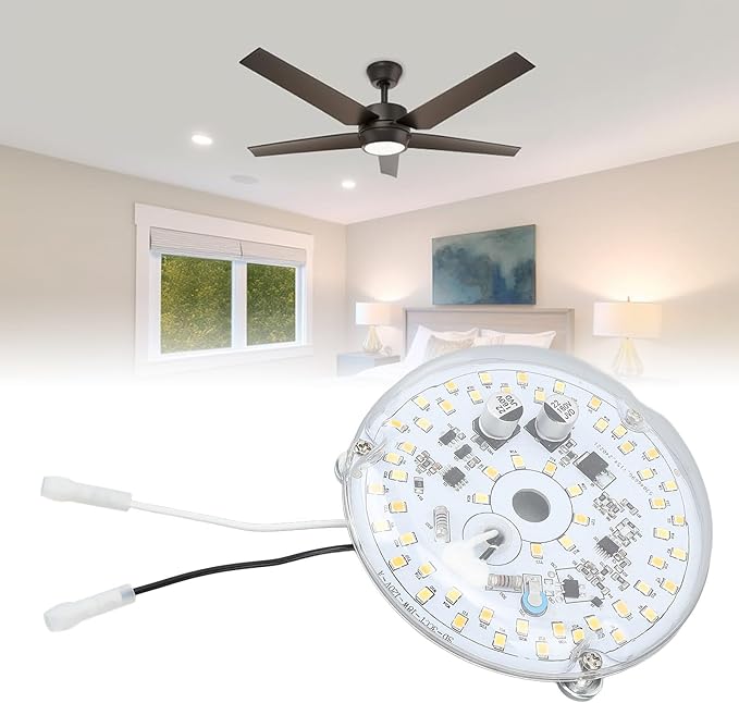 Yoidesu 3.93” Ceiling Fan LED Light Replacement, 18W 2000LM 3 Color Dimmable Magnetic LED Retrofit Kit for Ceiling Fan Pendant Light