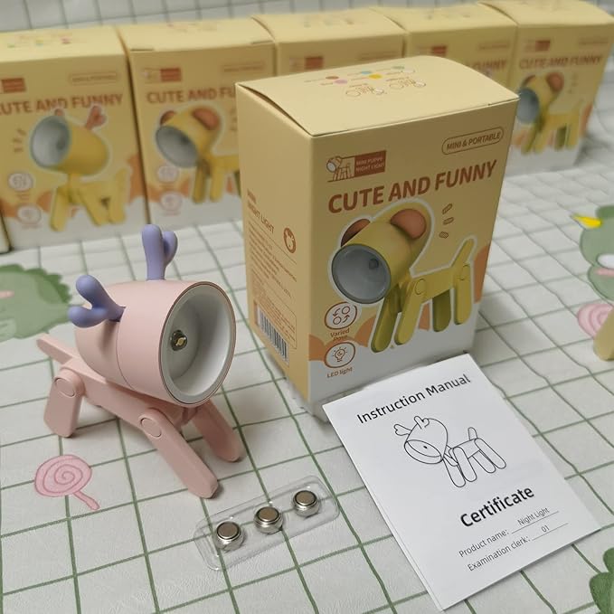 Cute Night Light for Kids, Mini Led Table Desk Lamp, Decorative Lamp Indoor Nightstand, Animal Pet Nightlights, Christmas Decorate Birthday Gifts for Children, Students (1 x Pink Deer)