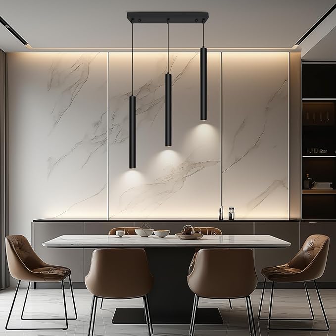 OKELI Modern 3-Light Pendant Light Fixtures Square Pendant Lights Kitchen Island LED Minimalist Pendant Lighting Fixture for Kitchen,Dinning Room,Bedroom,Hallway,Bar