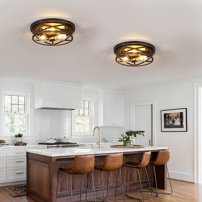 13 inch Flush Mount Ceiling Light Fixtures,3-Light Modern Hallway Light Fixtures Ceiling, Black Gold Lights Fixture Ceiling Mount for Farmhouse,Kitchen, Bedroom 1 Pack