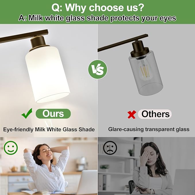3-Light Bathroom Light Fixtures, Vanity Light with Milky White Shades, Oil-Rubbed Bronze Bathroom Light Fixtures Over Mirror, Modern Bathroom Wall Lamp for Mirror Living Room Cabinet Bedroom